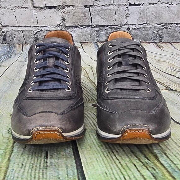 Magnanni Cristian Sneakers Men\'s 9 M Gray Leather Lace-Up Shoes 15745 Casual main image 3